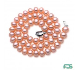 Collier « Fly »Perles d’Eau Douce rondes & fermoir Argent