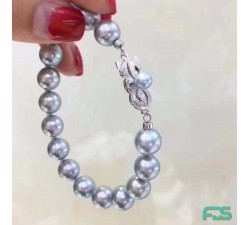 Bracelet  Perles d’Eau Douce presque rondes & Fermoir Argent